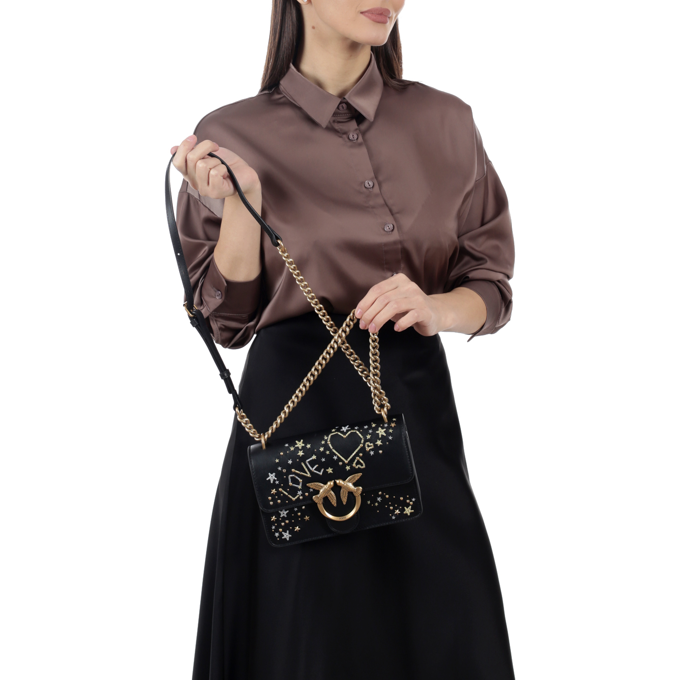 Сумка через плечо с цепочкой Pinko Love One