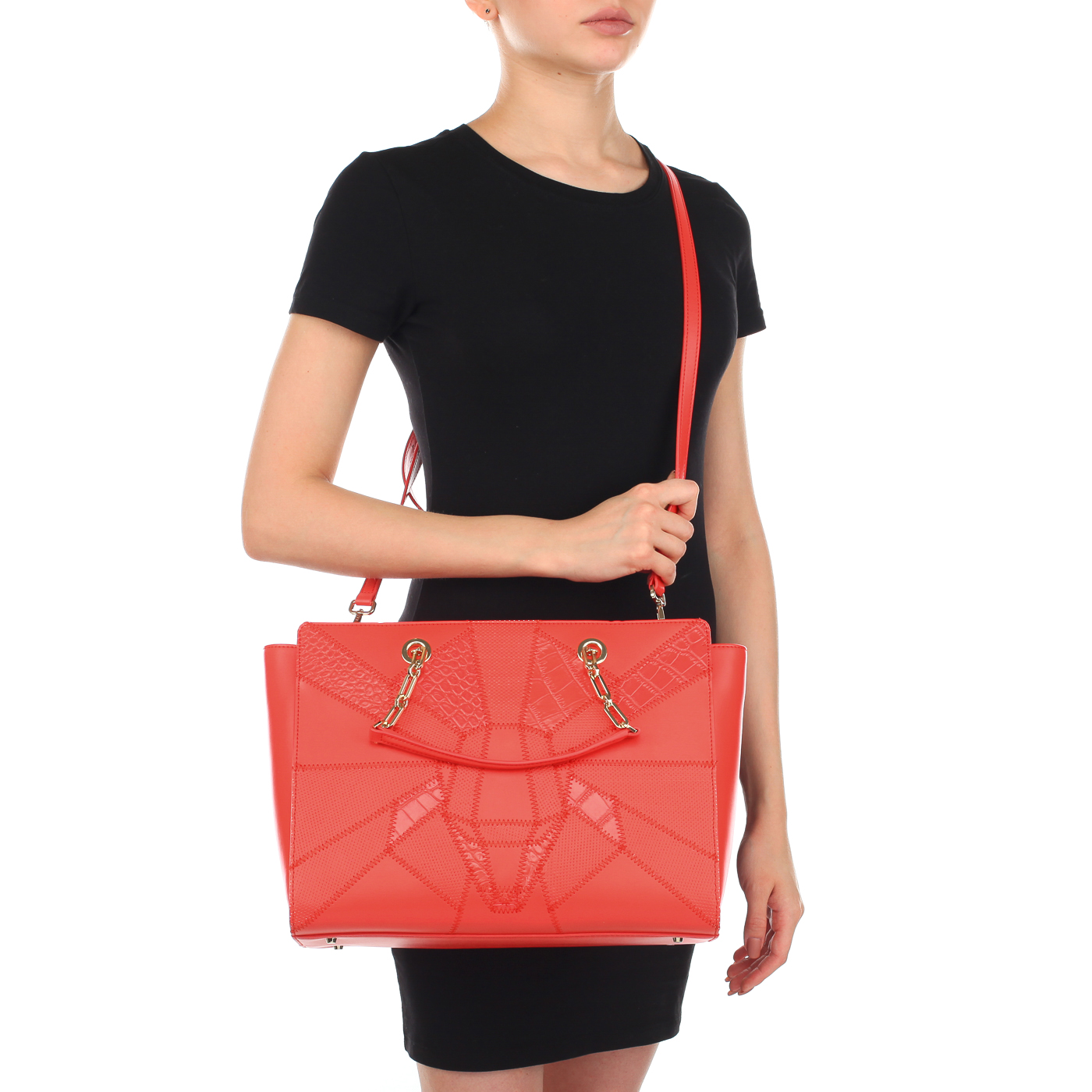 Вместительная женская сумка в стиле пэчворк Cavalli Class Elisabeth