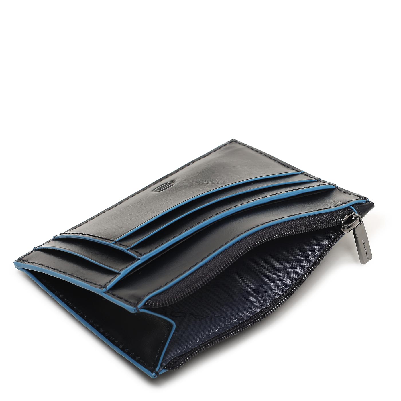 Кожаная визитница на молнии Piquadro Blue square