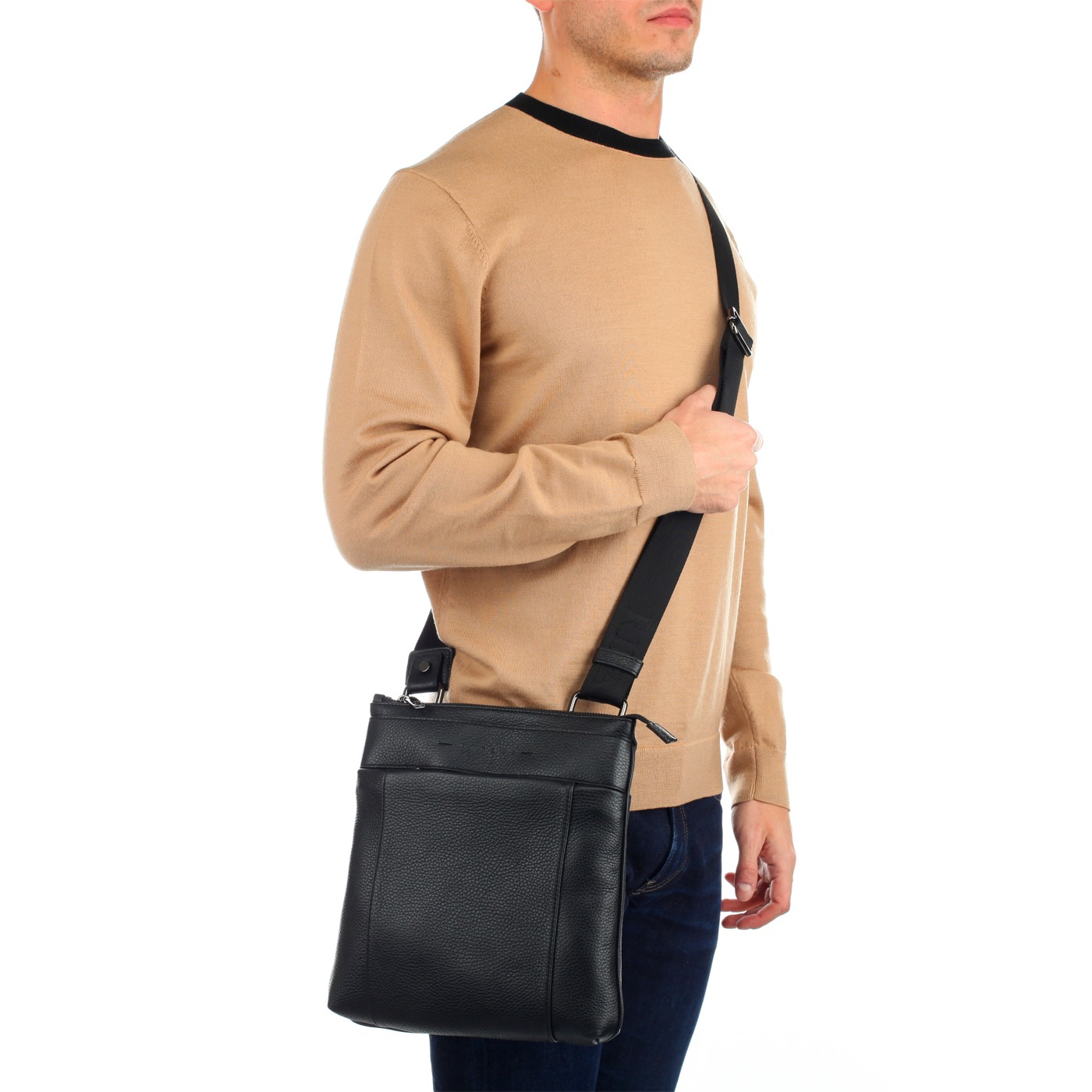 Мужская сумка-планшет из черной кожи Ripani Urban